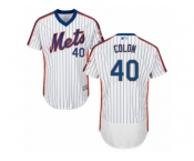 Men's Majestic New York Mets #40 Bartolo Colon White Royal Flexbase Authentic Collection MLB Jersey