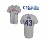 Men's Majestic New York Mets #43 Addison Reed Replica Grey Road Cool Base MLB Jersey