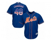 Men's Majestic New York Mets #48 Jacob DeGrom Replica Royal Blue USA Flag Fashion MLB Jersey