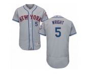 Men's Majestic New York Mets #5 David Wright Grey Flexbase Authentic Collection MLB Jersey