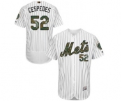Men's Majestic New York Mets #52 Yoenis Cespedes Authentic White 2016 Memorial Day Fashion Flex Base MLB Jersey