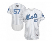 Men's Majestic New York Mets #57 Kevin Long Authentic White 2016 Father's Day Fashion Flex Base MLB Jersey