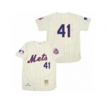 Men's Mitchell and Ness 1969 New York Mets #41 Tom Seaver Authentic Cream Throwback MLB Jersey
