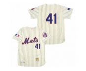 Men's Mitchell and Ness 1969 New York Mets #41 Tom Seaver Authentic Cream Throwback MLB Jersey