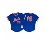 Men's Mitchell and Ness 1986 New York Mets #18 Darryl Strawberry Replica Royal Blue Throwback MLB Jersey
