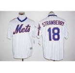 Men's New York Mets #18 Darryl Strawberry Majestic White With 25th Anniversary Patch Official Cool Base Player Jersey
