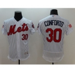 Men's New York Mets #30 Michael Conforto Majestic White Fashion Stars & Stripes Flex Base Jersey