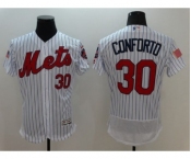 Men's New York Mets #30 Michael Conforto Majestic White Fashion Stars & Stripes Flex Base Jersey
