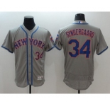 Men's New York Mets #34 Noah Syndergaar Majestic Gray Flexbase Authentic Collection Player Jersey