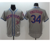Men's New York Mets #34 Noah Syndergaar Majestic Gray Flexbase Authentic Collection Player Jersey