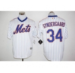 Men's New York Mets #34 Noah Syndergaard Majestic White With 25th Anniversary Patch Official Cool Base Player Jersey