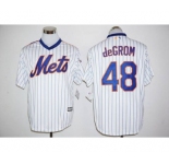Men's New York Mets #48 Jacob deGrom Majestic White With 25th Anniversary Patch Official Cool Base Player Jersey