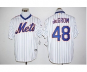 Men's New York Mets #48 Jacob deGrom Majestic White With 25th Anniversary Patch Official Cool Base Player Jersey