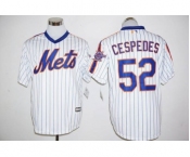 Men's New York Mets #52 Yoenis Cespedes Majestic White With 25th Anniversary Patch Official Cool Base Player Jersey