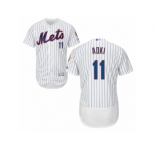 New York Mets #11 Norichika Aoki White Flexbase Authentic Collection MLB Jersey
