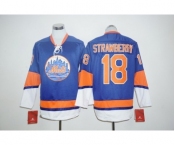 New York Mets #18 Darryl Strawberry Blue Long Sleeve Stitched MLB Jersey