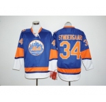 New York Mets #34 Noah Syndergaard Blue Long Sleeve Stitched MLB Jersey