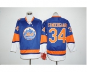 New York Mets #34 Noah Syndergaard Blue Long Sleeve Stitched MLB Jersey