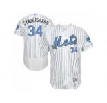 New York Mets #34 Noah Syndergaard White(Blue Strip) Flexbase Authentic Collection 2016 Father's Day Stitched Baseball Jersey
