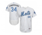 New York Mets #34 Noah Syndergaard White(Blue Strip) Flexbase Authentic Collection 2016 Father's Day Stitched Baseball Jersey