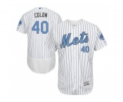 New York Mets #40 Bartolo Colon White(Blue Strip) Flexbase Authentic Collection 2016 Father's Day Stitched Baseball Jersey