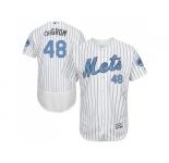New York Mets #48 Jacob DeGrom White(Blue Strip) Flexbase Authentic Collection 2016 Father's Day Stitched Baseball Jersey