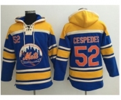 New York Mets #52 Yoenis Cespedes Blue Sawyer Hooded Sweatshirt MLB Hoodie