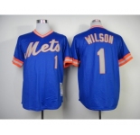 mlb jerseys new york mets #1 wilson blue[1983 m&n]