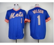 mlb jerseys new york mets #1 wilson blue[1983 m&n]