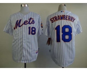 mlb jerseys new york mets #18 strawberry white(blue strip)