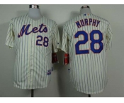 mlb jerseys new york mets #28 murphy cream(blue strip)