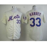 mlb jerseys new york mets #33 harvey cream(blue strip)[2013 mlb all star patch]