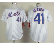 mlb jerseys new york mets #41 seaver white(blue strip)