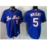 mlb jerseys new york mets #5 wright blue(number white)