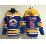 mlb jerseys new york mets #5 wright blue[pullover hooded sweatshirt]