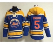 mlb jerseys new york mets #5 wright blue[pullover hooded sweatshirt]