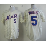 mlb jerseys new york mets #5 wright cream(blue strip)[2013 mlb all star patch]