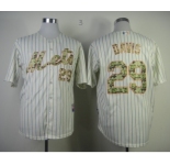 mlb new york mets #29 davis cream(blue strip)[number camo]