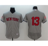 Men New York Yankees #13 Alex Rodriguez Gray Stars & Stripes 2016 Independence Day Flex Base Jersey