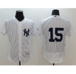 Men New York Yankees #15 Thurman Munson Majestic white stripe Flexbase Authentic Collection Player Jersey