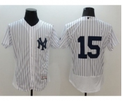 Men New York Yankees #15 Thurman Munson Majestic white stripe Flexbase Authentic Collection Player Jersey