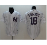 Men New York Yankees #18 Didi Gregorius White Strip New Cool Base 2018 Stars & Stripes Stitched MLB Jersey
