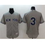Men New York Yankees #3 Babe Ruth Majestic grey Flexbase Authentic Collection Player Jersey