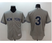 Men New York Yankees #3 Babe Ruth Majestic grey Flexbase Authentic Collection Player Jersey