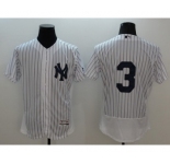 Men New York Yankees #3 Babe Ruth Majestic white stripe Flexbase Authentic Collection Player Jersey