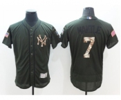 Men New York Yankees #7 Mickey Mantle Majestic Green Salute to Service Flexbase Authentic Collection Jersey