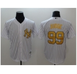 Men New York Yankees #99 Aaron Judge White Gold No. New Cool Base Stitched MLB Jersey