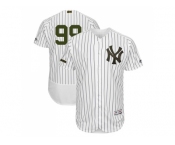 Men New York Yankees #99 Aaron Judge White Strip Flexbase Authentic Collection 2018 Memorial Day Stitched MLB Jersey
