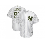 Men New York Yankees #99 Aaron Judge White Strip New Cool Base 2018 Memorial Day Stitched MLB Jersey