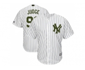 Men New York Yankees #99 Aaron Judge White Strip New Cool Base 2018 Memorial Day Stitched MLB Jersey